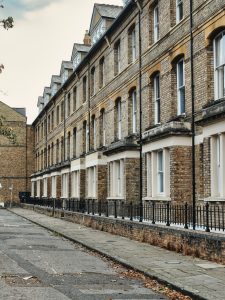 Row of traditional UK Victorian terraced houses